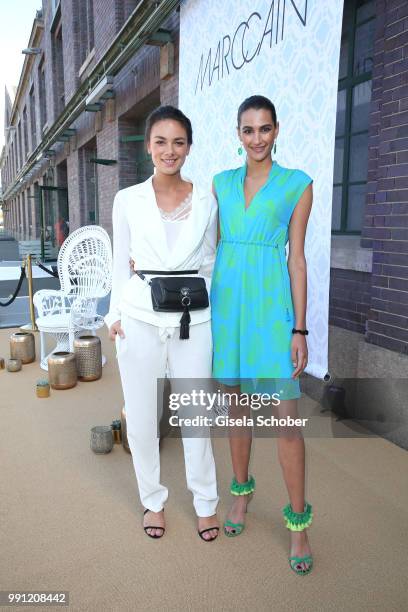 Janina Uhse and Model Talia Graf, niece of Steffi Graf, during the Marc Cain Fashion Show Spring/Summer 2019 at WEEC, Westhafen, on July 3, 2018 in...