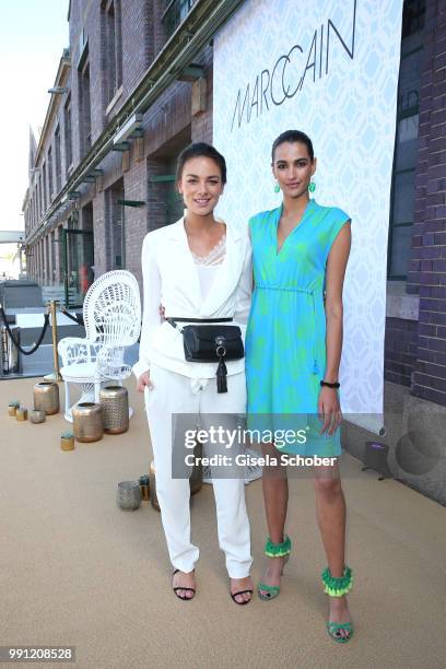 Janina Uhse and Model Talia Graf, niece of Steffi Graf, during the Marc Cain Fashion Show Spring/Summer 2019 at WEEC, Westhafen, on July 3, 2018 in...
