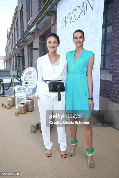 Janina Uhse and Model Talia Graf, niece of Steffi Graf, during the Marc Cain Fashion Show Spring/Summer 2019 at WEEC, Westhafen, on July 3, 2018 in...