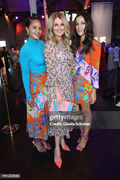 Joy Denalane, Frauke Ludowig, Bettina Zimmermann during the Marc Cain Fashion Show Spring/Summer 2019 at WEEC, Westhafen, on July 3, 2018 in Berlin,...