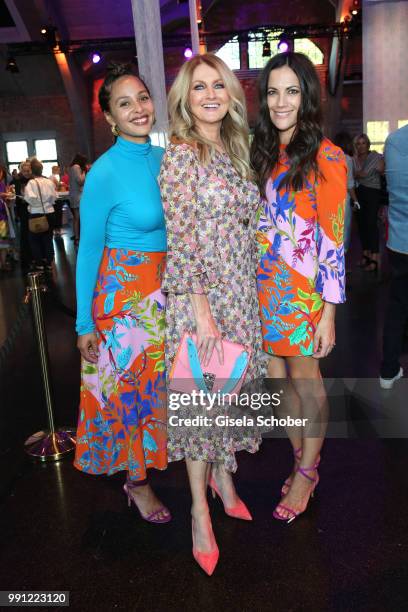 Joy Denalane, Frauke Ludowig, Bettina Zimmermann during the Marc Cain Fashion Show Spring/Summer 2019 at WEEC, Westhafen, on July 3, 2018 in Berlin,...