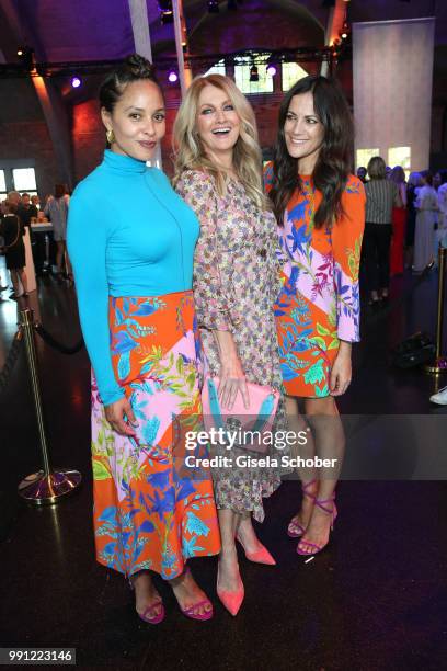 Joy Denalane, Frauke Ludowig, Bettina Zimmermann during the Marc Cain Fashion Show Spring/Summer 2019 at WEEC, Westhafen, on July 3, 2018 in Berlin,...