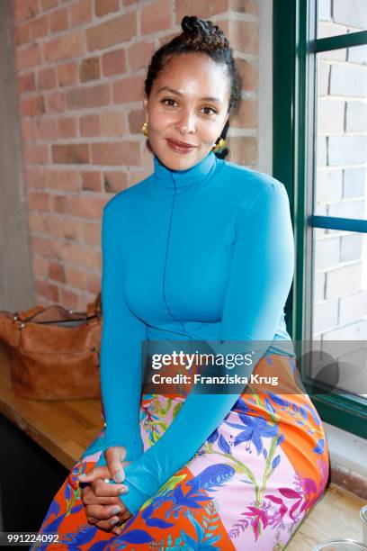 Joy Denalane during the Marc Cain Fashion Show Spring/Summer 2019 at WECC on July 3, 2018 in Berlin, Germany.