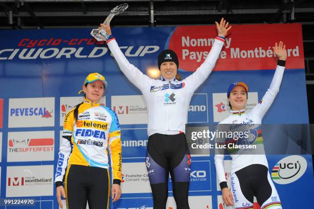 Wc Nommay 2014/ Womenpodium, Nikki Harris , Katherine Compton , Marianne Vos Celebration Joie Vreugde, World Cup Coupe Du Monde Werelbeker / Tim De...