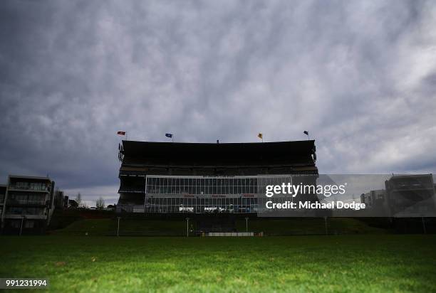 General view is seen of Hawthorn club headquarters after players were called in for a meeting as Cyril Rioli announced his retirement from the game,...