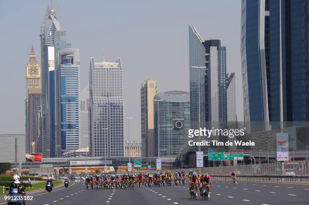 1Th Tour Of Dubai 2014, Stage 4Illustration Illustratie, Peleton Peloton, Dubai City Ville Stad, Landscape Paysage Landschap, Dubai - Burj Khalifa...