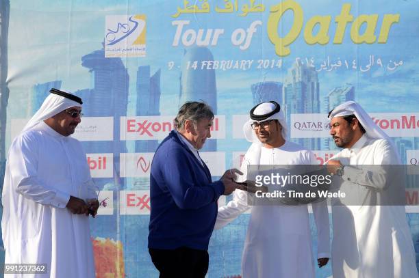 13Th Tour Of Qatar 2014, Stage 4 Podium, Merckx Eddy Race Organiser, Sheikh Khalid Bin Ali Al Thani President Of Qatar Cycling Federation, Dukhan -...