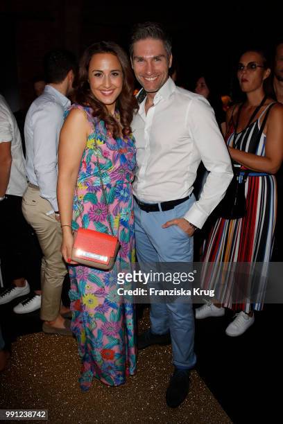 Nina Moghaddam and Christian Polanc during the Marc Cain Fashion Show Spring/Summer 2019 at WECC on July 3, 2018 in Berlin, Germany.