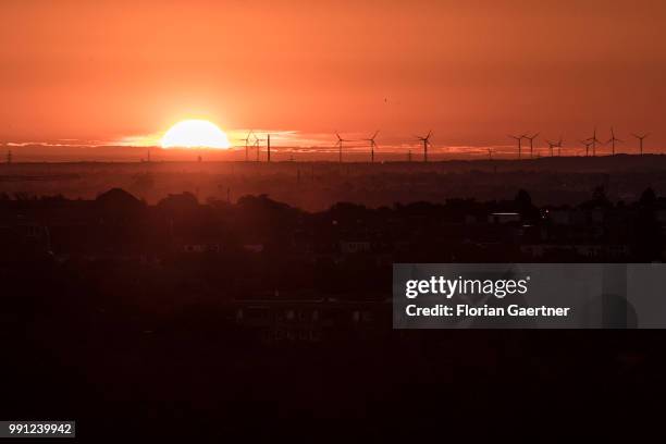 The sunrise is pictured on July 04, 2018 in Berlin, Germany.