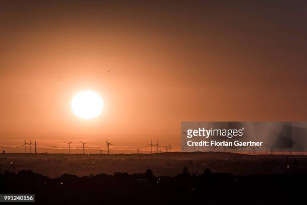 The sunrise is pictured on July 04, 2018 in Berlin, Germany.