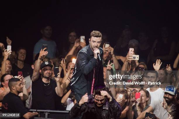 Justin Timberlake performs at AccorHotels Arena on July 3, 2018 in Paris, France.