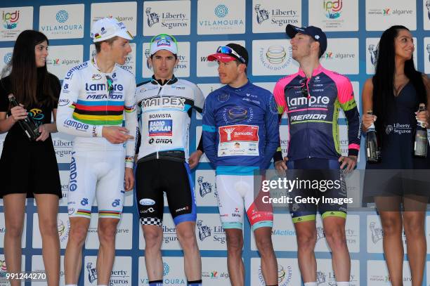 40Th Volta Algarve 2014, Stage 1Podium/ Rui Costa / Cesar Fonte / Valter Pereira / Sacha Mandolo / Celebration Joie Vreugde, Faro-Albufeira / Etape...