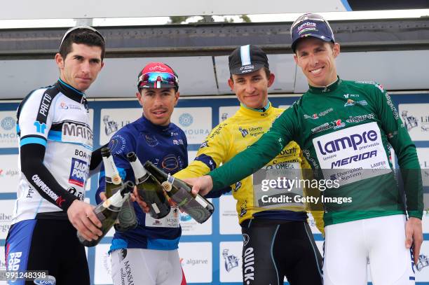 40Th Volta Algarve 2014, Stage 2Podium/ Cesar Fonte White Jersey /Valter Pereira Blue Jersey/ Michal Kwiatkowski Yellow Leader Jersey/ Rui Costa...