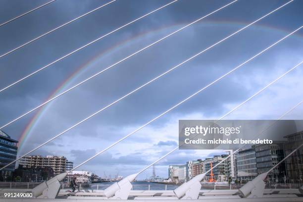 samuel beckett (harp) bridge, dublin, ireland - benedetto 個照片及圖片檔