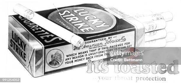 Advertisement for Lucky Strike cigarettes. Undated illustration.