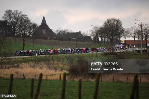 69Th Omloop Het Nieuwsblad 2014 Illustration Illustratie, Peleton Peloton, Church Eglise Kerk, Landscape Paysage Landschap, Gent - Gent / Flanders...