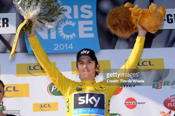 72Th Paris - Nice 2014, Stage 5 Podium, Thomas Geraint Yellow Jersey Celebration Joie Vreugde, Creches-Sur-Saone - Rive-De-Gier / Pn Etape Rit Parijs...