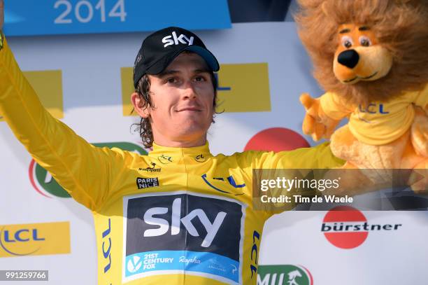 72Th Paris - Nice 2014, Stage 5 Podium, Thomas Geraint Yellow Jersey Celebration Joie Vreugde, Creches-Sur-Saone - Rive-De-Gier / Pn Etape Rit Parijs...