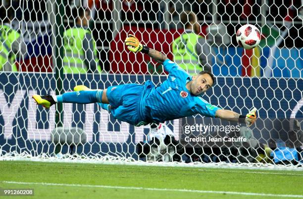 Goalkeeper of Colombia David Ospina stops a penalty during the penalty shootout of the 2018 FIFA World Cup Russia Round of 16 match between Colombia...