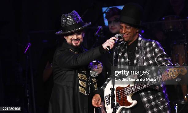 Boy George and Mikey Craig of Culture Club perform at House of Blues Orlando on July 3, 2018 in Orlando, Florida.