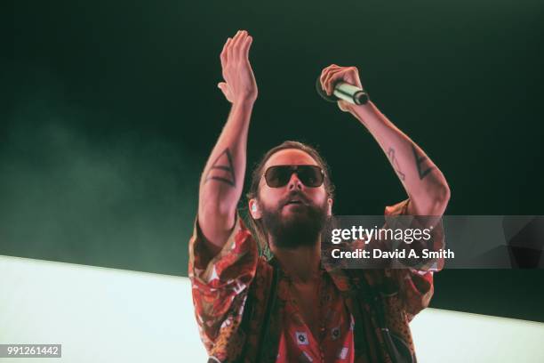 Jared Leto of Thirty Seconds to Mars performs at Oak Mountain Amphitheatre on July 3, 2018 in Pelham, Alabama.