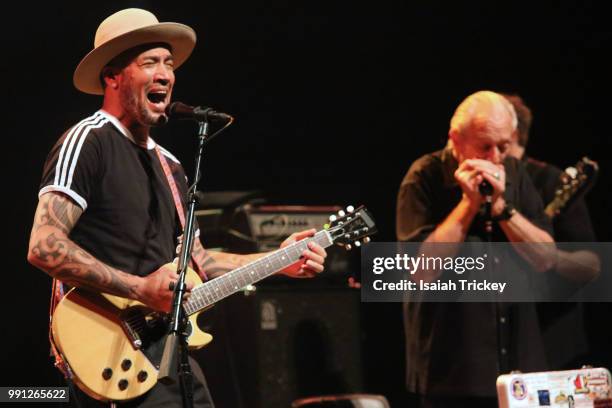 Ben Harper and Charlie Musselwhite perform during the 2018 Montreal International Jazz Festival on July 3, 2018 in Montreal, Canada.