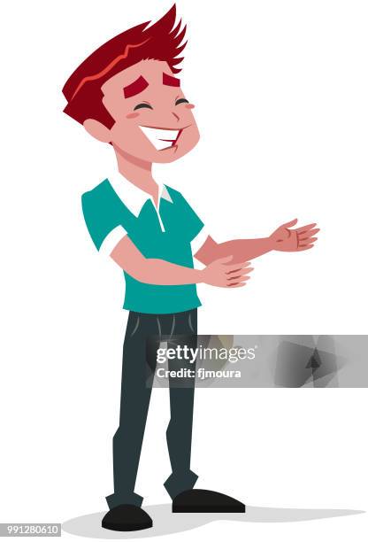 boy with open arms - boy sitting at table stock illustrations