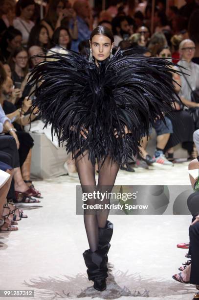 Model walks the runway during the Alexandre Vauthier Haute Couture Fall/Winter 2018-2019 show as part of Haute Couture Paris Fashion Week on July 3,...