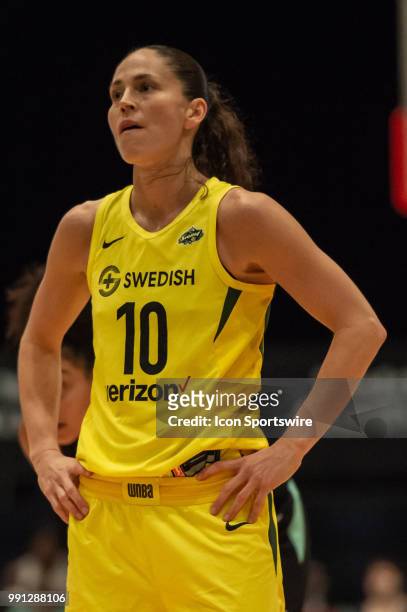 Seattle Storm guard Sue Bird during the second half of the WNBA basketball game between the Seattle Storm and New York Liberty on July 3 at...
