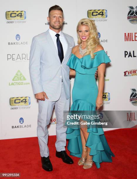 Cast members of "Flip or Flop Vegas" mixed martial artist Bristol Marunde and his wife Aubrey Marunde attend the 10th annual Fighters Only World...