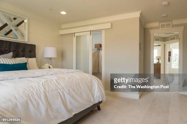 Master Bedroom in the Aurora model home at Bradfords Landing on June 19, 2018 in Silver Spring Maryland.