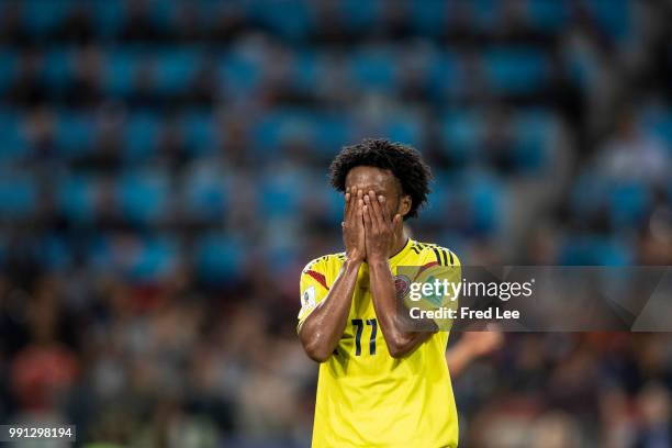 Juan Cuadrado Colombia in action during the 2018 FIFA World Cup Russia Round of 16 match between Colombia and England at Spartak Stadium on July 3,...