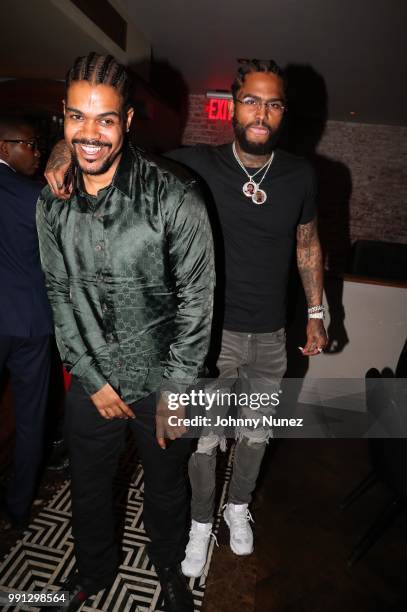 Bully Brown and Dave East attend Bully Brown's Birthday Celebration at Esther & Carol on July 3, 2018 in New York City.