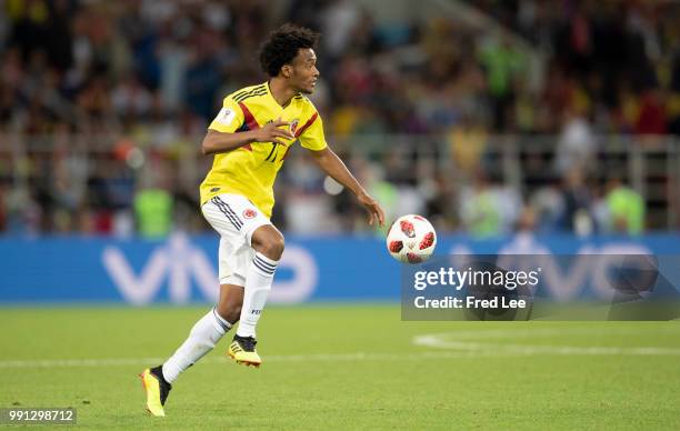 Juan Cuadrado Colombia in action during the 2018 FIFA World Cup Russia Round of 16 match between Colombia and England at Spartak Stadium on July 3,...