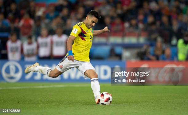 Radamel Falcao of Colombia in action during the 2018 FIFA World Cup Russia Round of 16 match between Colombia and England at Spartak Stadium on July...