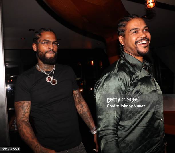 Dave East and Bully Brown attend Bully Brown's Birthday Celebration at Esther & Carol on July 3, 2018 in New York City.
