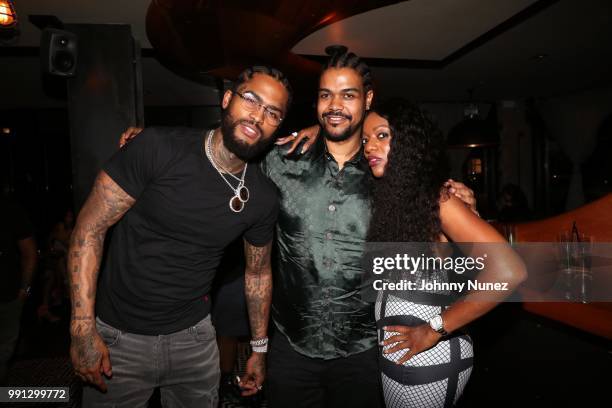 Dave East, Bully Brown, and Jamila T. Davis attend Bully Brown's Birthday Celebration at Esther & Carol on July 3, 2018 in New York City.