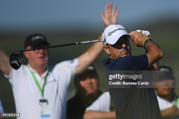 Donegal , Ireland - 4 July 2018; Paul McGinley of Ireland on the 1st Tee during the Pro-Am round ahead of the Irish Open Golf Championship at...