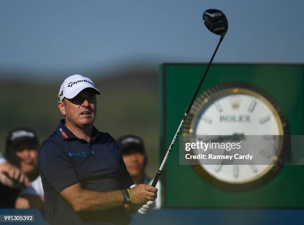 Donegal , Ireland - 4 July 2018; Paul McGinley of Ireland on the 1st Tee during the Pro-Am round ahead of the Irish Open Golf Championship at...
