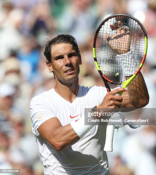 Rafael Nadal after winning his match against Dudi Sela at All England Lawn Tennis and Croquet Club on July 3, 2018 in London, England.