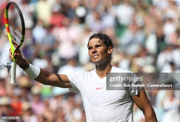 Rafael Nadal after winning his match against Dudi Sela at All England Lawn Tennis and Croquet Club on July 3, 2018 in London, England.