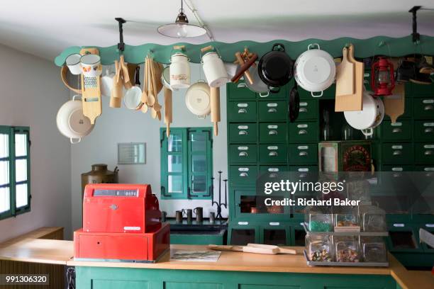Interior of the Grocer's shop at the Rogatec Open Air Museum, very close to the Croatian border, on 24th June 2018, in Rogatec, Slovenia. The museum...