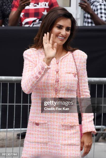 Penelope Cruz attends the Chanel Haute Couture Fall Winter 2018/19 show at Le Grand Palais on July 3, 2018 in Paris, France.