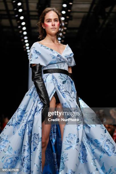 Model walks the runway at the Irene Luft show during the Berlin Fashion Week Spring/Summer 2019 at ewerk on July 3, 2018 in Berlin, Germany.