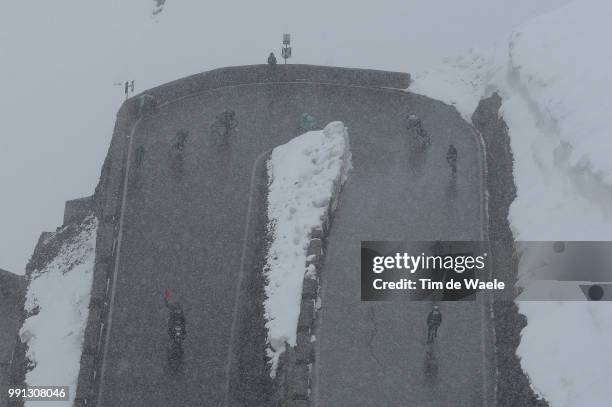 97Th Tour Of Italy 2014, Stage 16 Attack Quintana Nairo / Izaguirre Insausti Gorka / Red Flag Race Neutralised Due To Snow, Illustration Illustratie,...