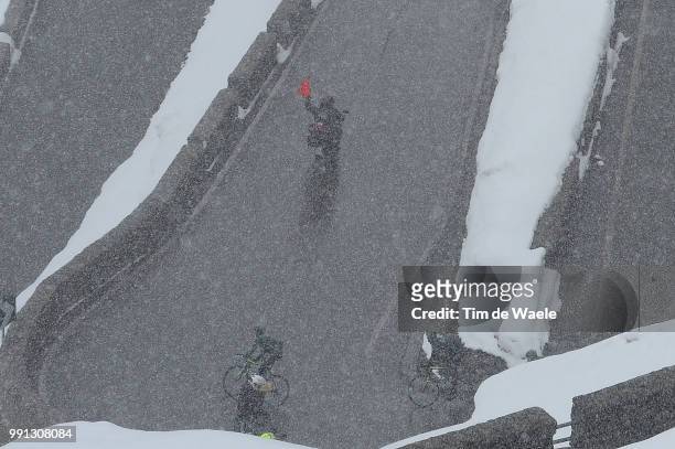 97Th Tour Of Italy 2014, Stage 16 Attack Quintana Nairo / Izaguirre Insausti Gorka / Red Flag Race Neutralised Due To Snow /Illustration Illustratie,...