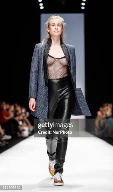 Model walks the runway at the Irene Luft show during the Berlin Fashion Week Spring/Summer 2019 at ewerk on July 3, 2018 in Berlin, Germany.