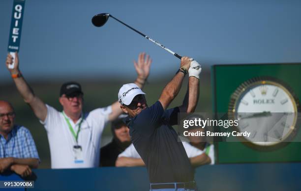 Donegal , Ireland - 4 July 2018; Paul McGinley of Ireland on the 1st Tee during the Pro-Am round ahead of the Irish Open Golf Championship at...