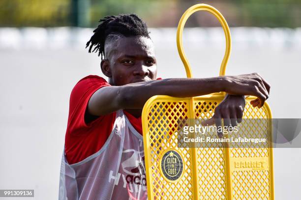 Bertrand Traore of Lyon during the press conference of the Olympique Lyonnais on July 3, 2018 in Lyon, France.