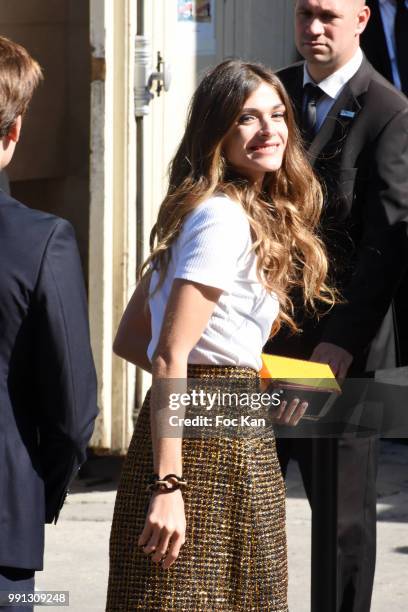 Elisa Sednaoui attends the Chanel Haute Couture Fall Winter 2018/19 show at Le Grand Palais on July 3, 2018 in Paris, France.